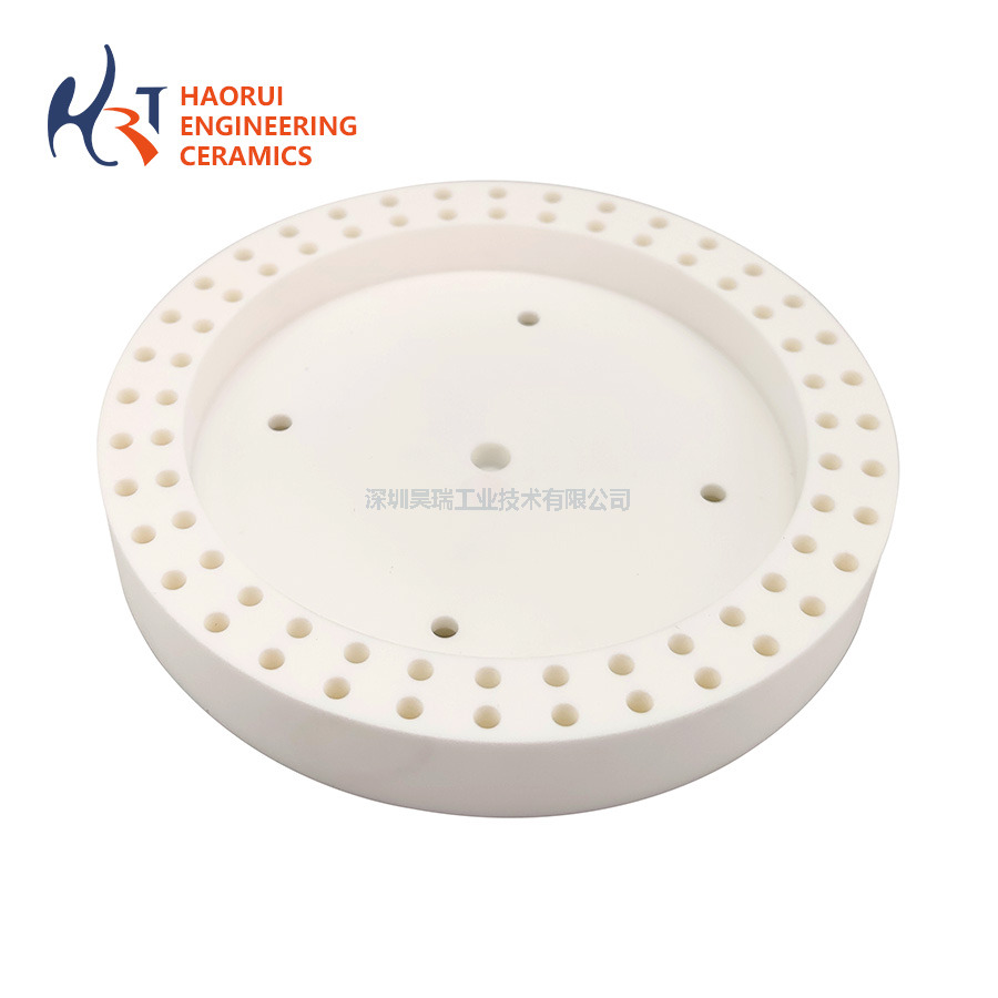 Custom 99% Alumina Ceramic Threaded Base Plate – CNC Precision Machining for High-Temperature & Vacuum Applications