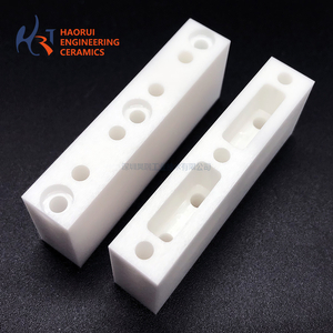 Zirconia Ceramic Block with Two Threaded Holes | Custom ZrO2 Tapped Block