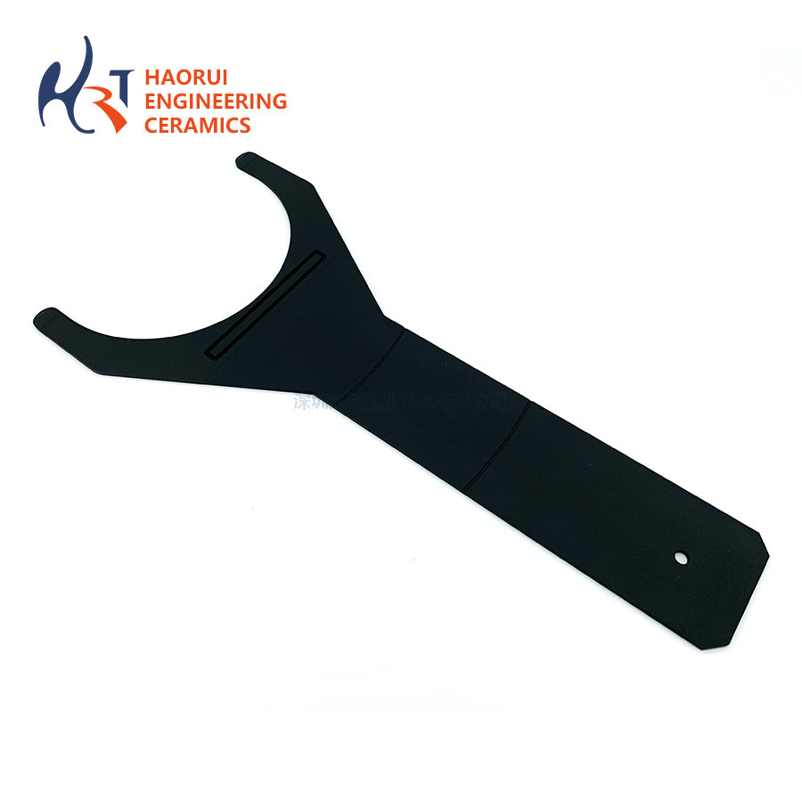 Black Alumina Ceramic C-Shaped Fork Arm | Custom Flat Al2O3 Clamp & Lever Parts
