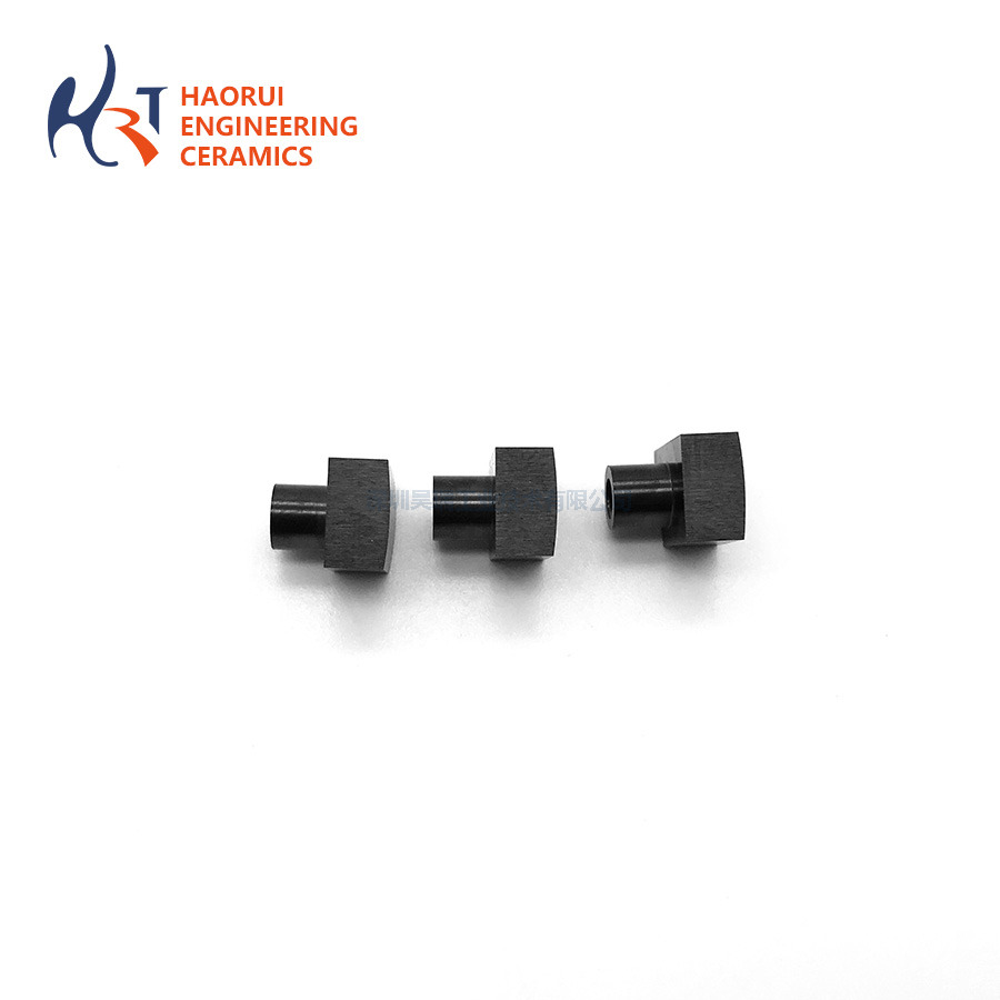 Black Zirconia Ceramic Block with Threaded Boss | ZrO2 Mounting Block
