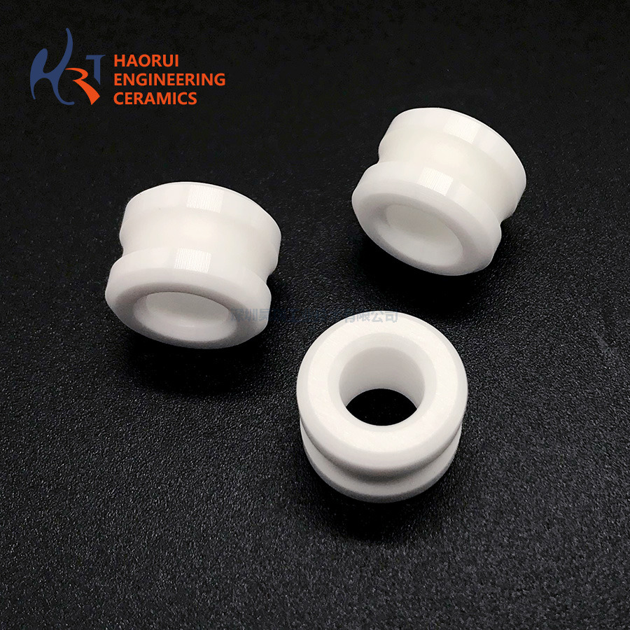  White Zirconia Ceramic Stepped Ring Bushings | Custom ZrO2 Shoulder Spacer Washers
