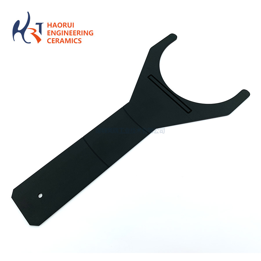 Black Alumina Ceramic C-Shaped Fork Arm | Custom Flat Al2O3 Clamp & Lever Parts