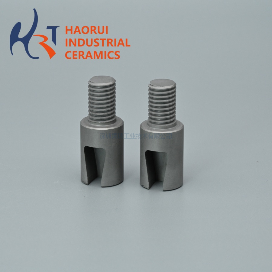 Silicon Nitride Ceramic Threaded Pull Head Custom Si3N4 Eyelet Puller Part Precision Machined