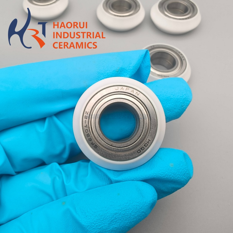 Custom CNC Machined Zirconia Ceramic Measuring Roller Assembly with Bearing
