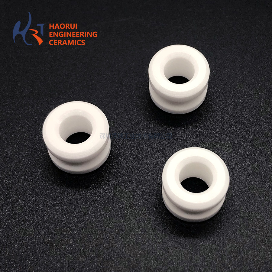 White Zirconia Ceramic Stepped Ring Bushings | Custom ZrO2 Shoulder Spacer Washers