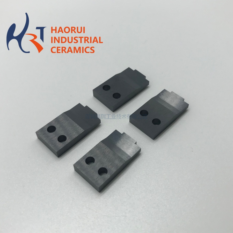 Black Zirconia Ceramic Insert Block | Stepped ZrO2 Locator with Two Holes