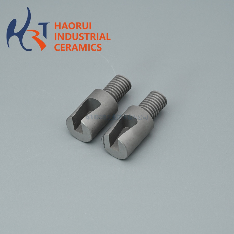 Silicon Nitride Ceramic Threaded Pull Head Custom Si3N4 Eyelet Puller Part Precision Machined